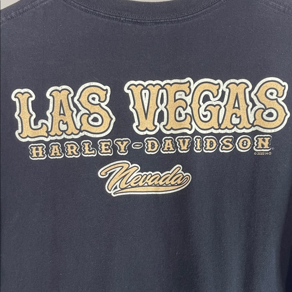 Harley Davidson Men’s Las Vegas Pinup Style Graphic T-Shirt Black Front Back L - Picture 6 of 11